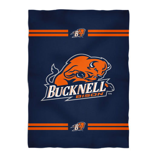 Bucknell University Bison Vive La Fete Game Day Soft Premium Fleece Navy Throw Blanket 40" x 58” Logo and Stripes - Vive La Fête - Online Apparel Store