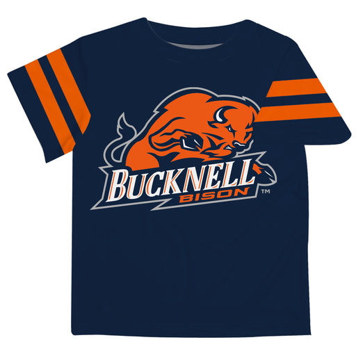 Bucknell University Bison Vive La Fete Boys Game Day Navy Short Sleeve Tee with Stripes on Sleeves - Vive La Fête - Online Apparel Store