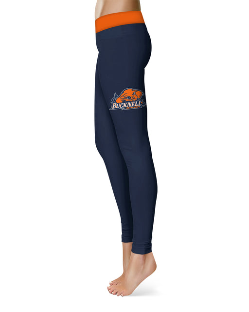 Bucknell University Bison Vive La Fete Game Day Collegiate Logo on Thigh Navy Women Yoga Leggings 2.5 Waist Tights" - Vive La Fête - Online Apparel Store