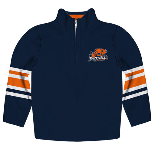 Bucknell University Bison Vive La Fete Game Day Navy Quarter Zip Pullover Stripes on Sleeves - Vive La Fête - Online Apparel Store