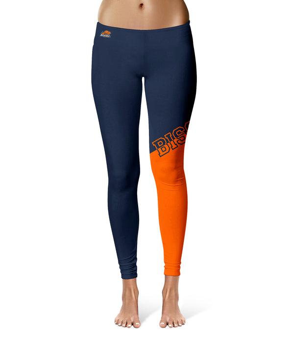 Bucknell Bison Vive La Fete Game Day Collegiate Leg Color Block Women Black Orange Yoga Leggings