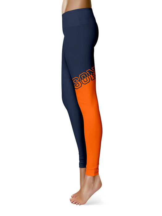 Bucknell Bison Vive La Fete Game Day Collegiate Leg Color Block Women Black Orange Yoga Leggings - Vive La Fête - Online Apparel Store