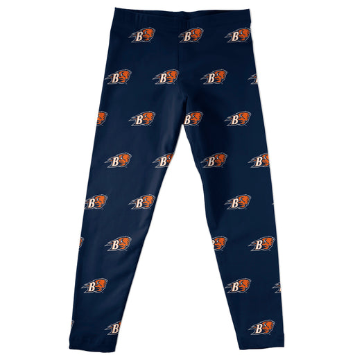 Bucknell University Bison Vive La Fete Girls Game Day All Over Logo Elastic Waist Classic Play Navy Leggings Tights - Vive La Fête - Online Apparel Store