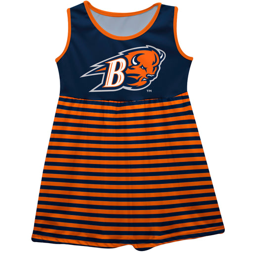 Bucknell University Bison Vive La Fete Girls Game Day Sleeveless Tank Dress Solid Navy Logo Stripes on Skirt - Vive La Fête - Online Apparel Store