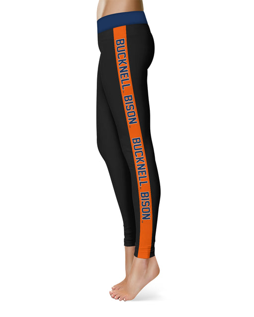 Bucknell University Bison Vive La Fete Game Day Collegiate Orange Stripes Women Black Yoga Leggings 2 Waist Tights" - Vive La Fête - Online Apparel Store