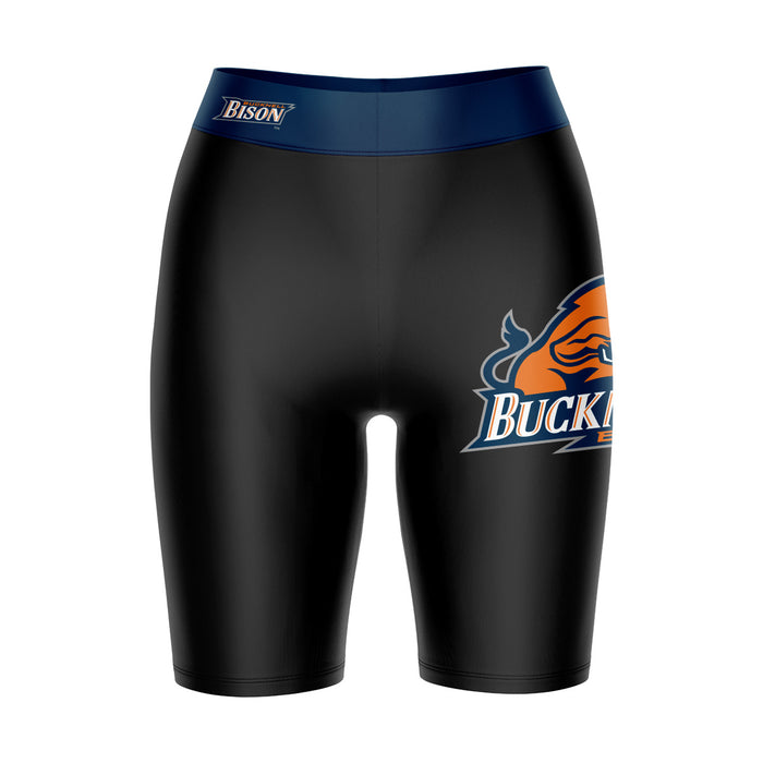 Bucknell Bison Vive La Fete Game Day Logo on Thigh and Waistband Black and Navy Women Bike Short 9 Inseam"
