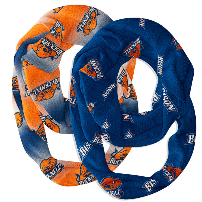 Bucknell Bison Vive La Fete All Over Logo Game Day Collegiate Women Set of 2 Light Weight Ultra Soft Infinity Scarfs