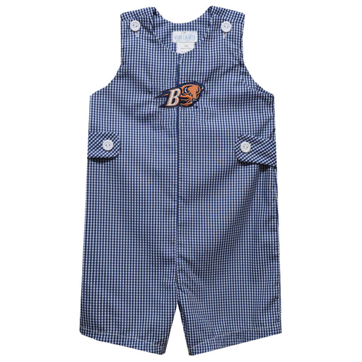 Bucknell University Bison Embroidered Navy Gingham Boys Jon Jon