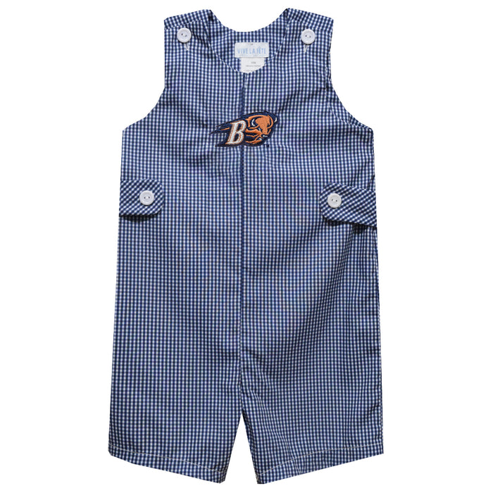 Bucknell University Bison Embroidered Navy Gingham Boys Jon Jon