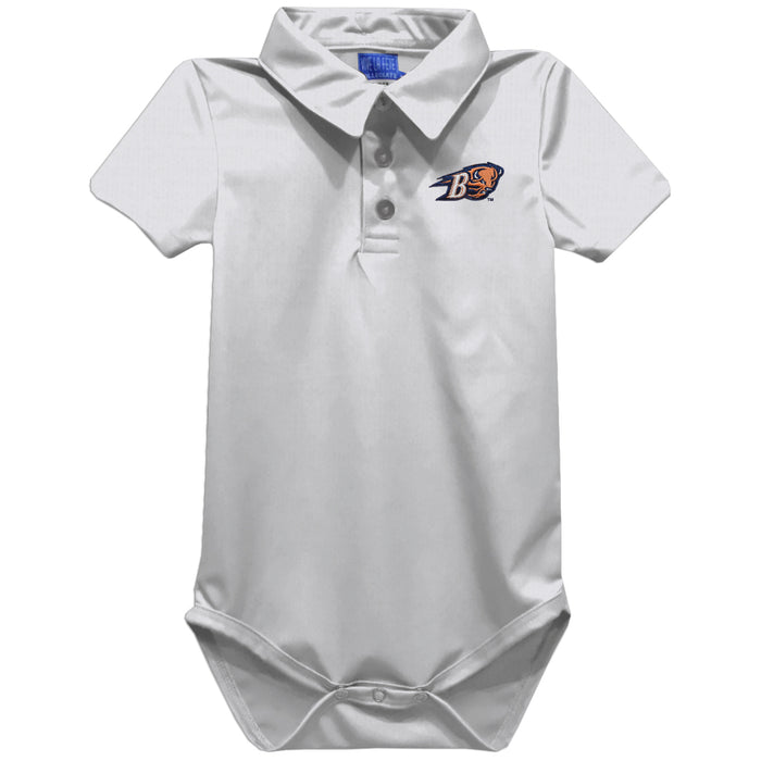 Bucknell University Bison Embroidered White Solid Knit Polo Onesie