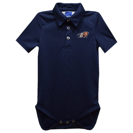 Bucknell University Bison Embroidered Navy Solid Knit Polo Onesie