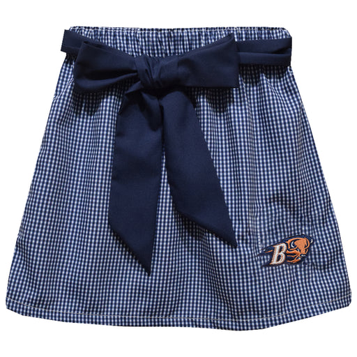 Bucknell University Bison Embroidered Navy Gingham Skirt With Sash