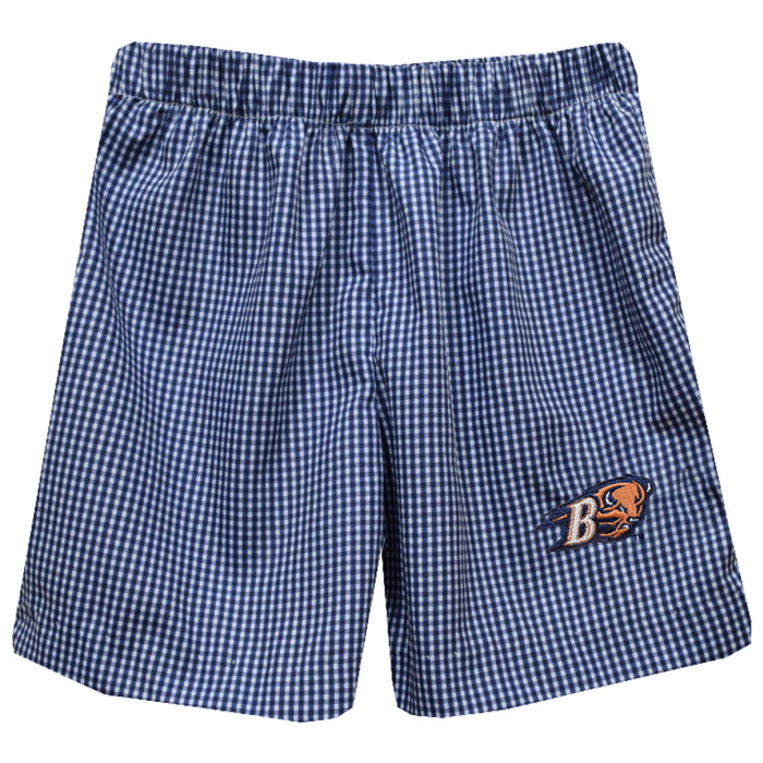 Bucknell University Bison Embroidered Navy Gingham Pull On Short