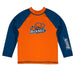 Bucknell Bison Vive La Fete Logo Orange Blue Long Sleeve Raglan Rashguard