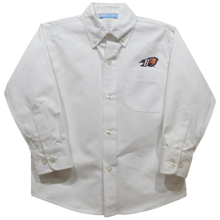 Bucknell University Bison Embroidered White Long Sleeve Button Down Shirt
