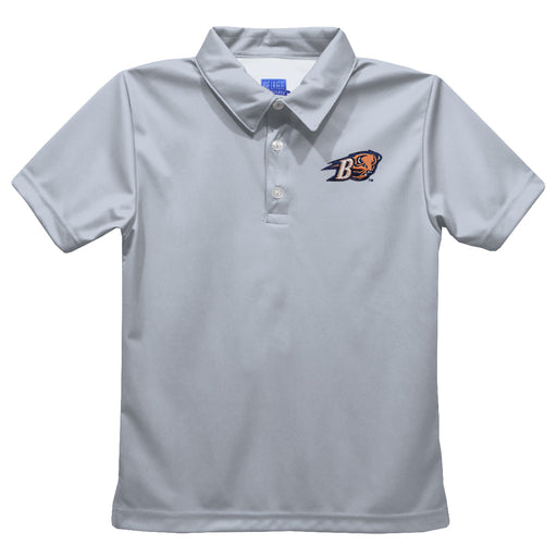Bucknell University Bison Embroidered Gray Short Sleeve Polo Box Shirt