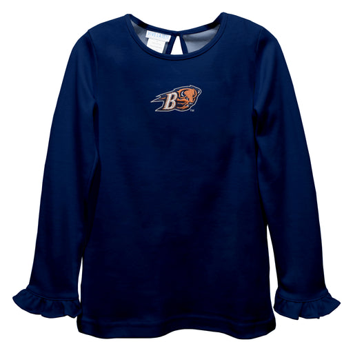 Bucknell University Bison Embroidered Navy Knit Long Sleeve Girls Blouse