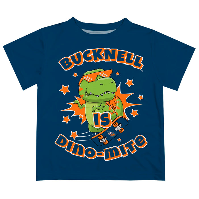 Bucknell University Bison Vive La Fete Dino-Mite Boys Game Day Blue Short Sleeve Tee