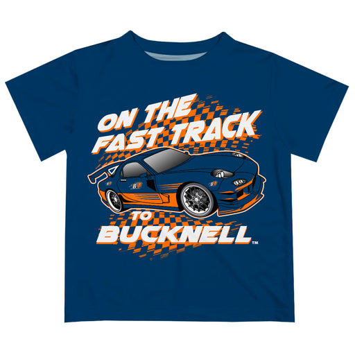 Bucknell University Bison Vive La Fete Fast Track Boys Game Day Blue Short Sleeve Tee