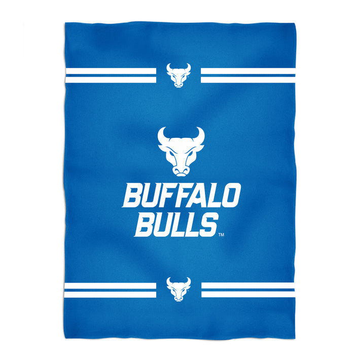 University at Buffalo Bulls Vive La Fete Game Day Soft Premium Fleece Blue Throw Blanket 40" x 58” Mascot and Stripes - Vive La Fête - Online Apparel Store