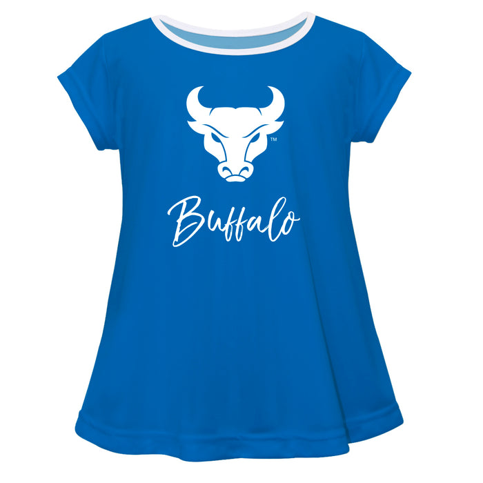 University at Buffalo Bulls Vive La Fete Girls Game Day Short Sleeve Blue Top with School Mascot and Name - Vive La Fête - Online Apparel Store