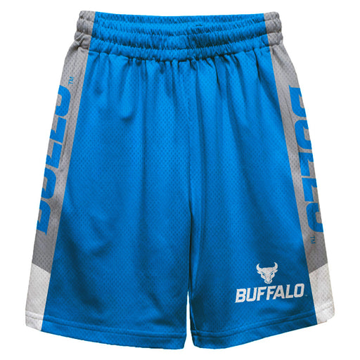 Buffalo Bulls Vive La Fete Game Day Blue Stripes Boys Solid Gray Athletic Mesh Short