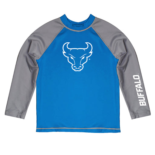 Buffalo Bulls Vive La Fete Blue Gray Long Sleeve Raglan Rashguard
