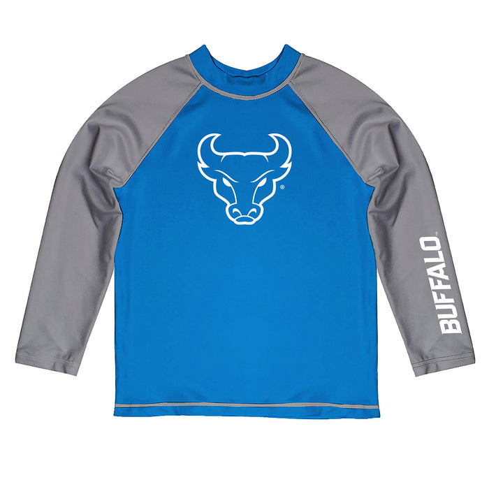 Buffalo Bulls Vive La Fete Blue Gray Long Sleeve Raglan Rashguard