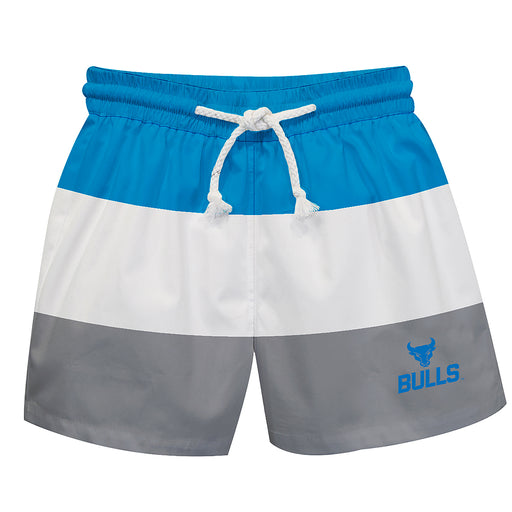 Buffalo Bulls Vive La Fete Blue White Gray Stripes Swimtrunks V1