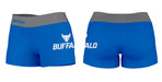 Buffalo Bulls Vive La Fete Logo on Thigh & Waistband Blue Gray Women Yoga Booty Workout Shorts 3.75 Inseam - Vive La Fête - Online Apparel Store