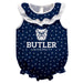 Butler Bulldogs Swirls Navy Sleeveless Ruffle Onesie Logo Bodysuit