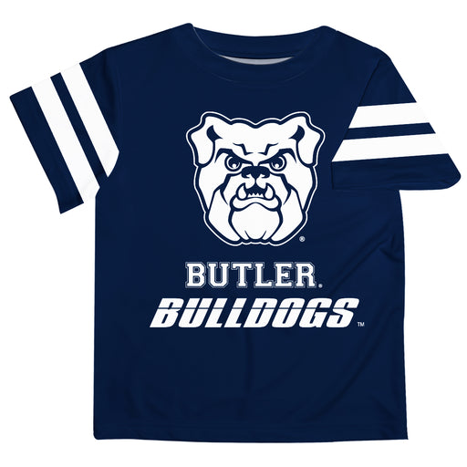 Butler Bulldogs Vive La Fete Boys Game Day Navy Short Sleeve Tee with Stripes on Sleeves - Vive La Fête - Online Apparel Store