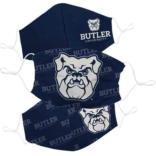 Butler University Bulldogs 3 Ply Vive La Fete Face Mask 3 Pack Game Day Collegiate Unisex Face Covers Reusable Washable - Vive La Fête - Online Apparel Store