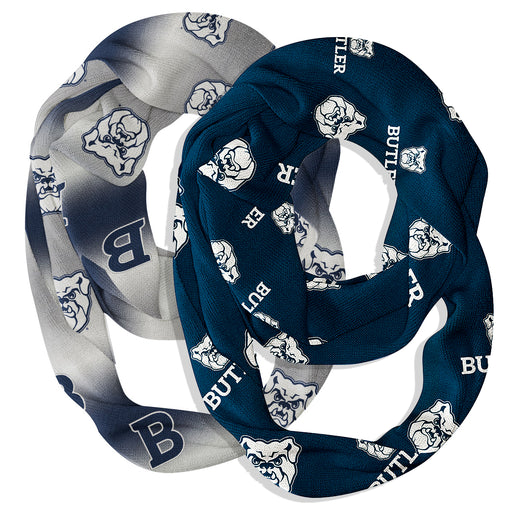 Butler Bulldogs Vive La Fete All Over Logo Game Day Collegiate Women Set of 2 Light Weight Ultra Soft Infinity Scarfs