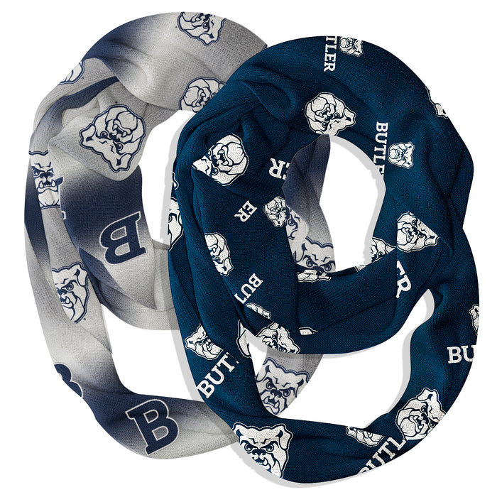 Butler Bulldogs Vive La Fete All Over Logo Game Day Collegiate Women Set of 2 Light Weight Ultra Soft Infinity Scarfs