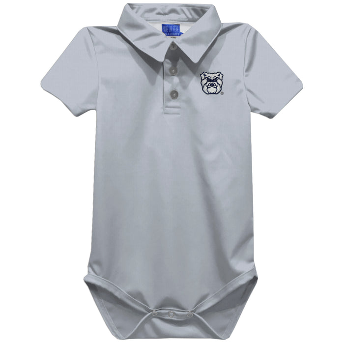 Butler Bulldogs Embroidered Gray Solid Knit Polo Onesie