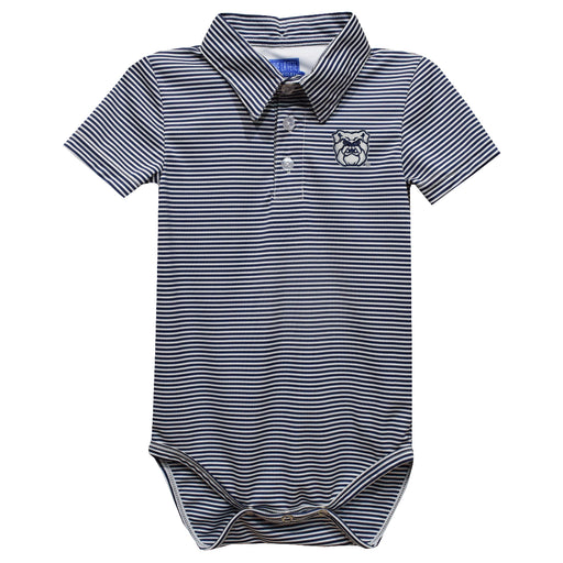Butler University Bulldogs Embroidered Navy Stripe Knit Polo Onesie