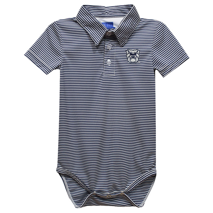 Butler University Bulldogs Embroidered Navy Stripe Knit Polo Onesie