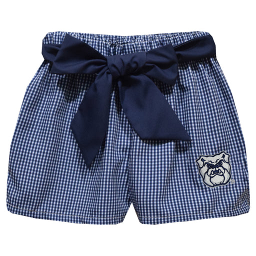 Butler Bulldogs Embroidered Navy Gingham Girls Short with Sash