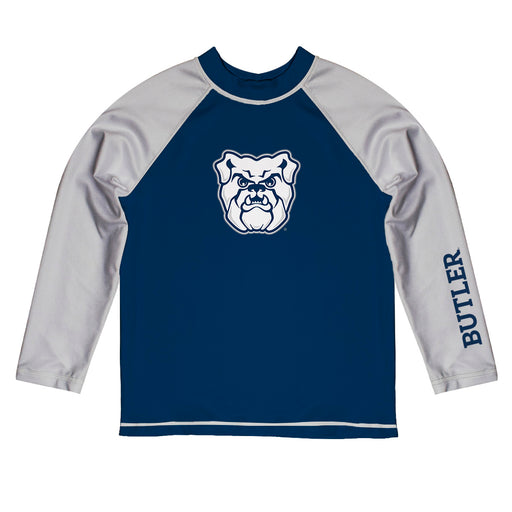 Butler Bulldogs Vive La Fete Logo Blue Gray Long Sleeve Raglan Rashguard
