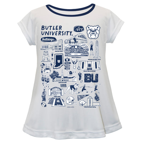 Butler Bulldogs Hand Sketched Vive La Fete Impressions Artwork White Short Sleeve Top