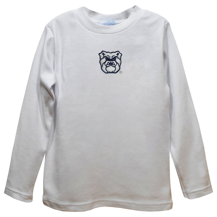 Butler Bulldogs Embroidered White Long Sleeve Boys Tee Shirt