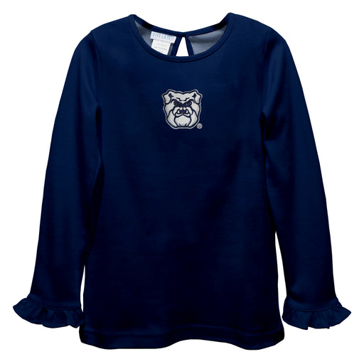 Butler Bulldogs Embroidered Navy Knit Long Sleeve Girls Blouse