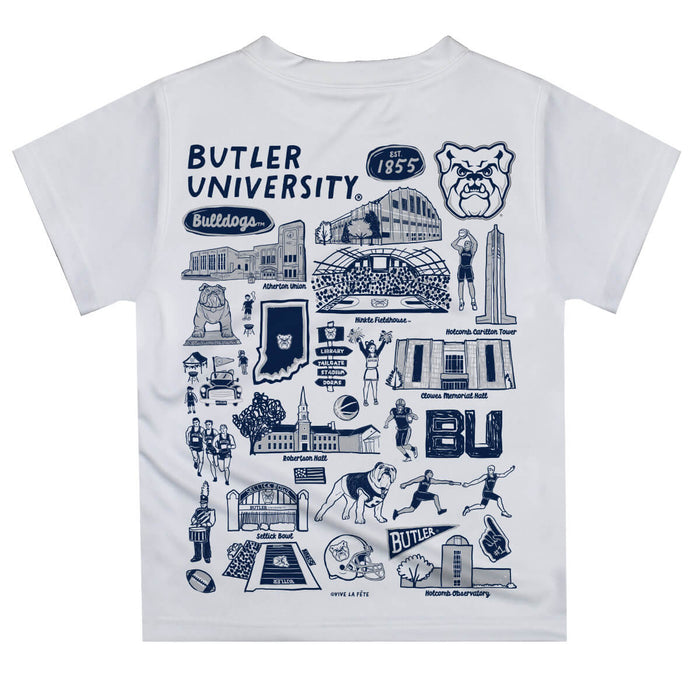 Butler Bulldogs Hand Sketched Vive La Fete Impressions Artwork Boys Blue Short Sleeve Tee Shirt - Vive La Fête - Online Apparel Store