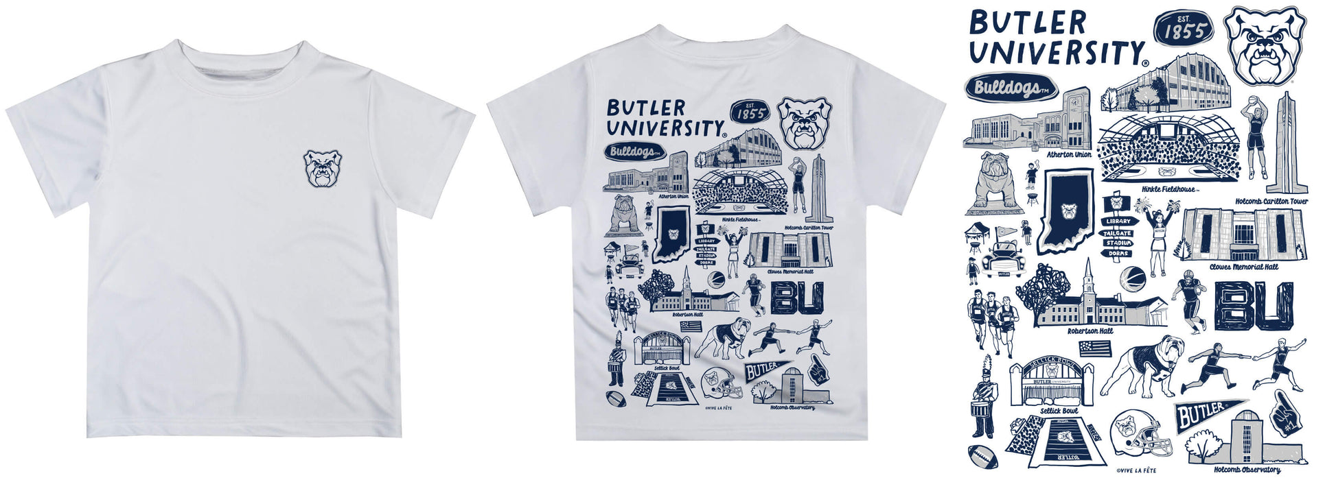 Butler Bulldogs Hand Sketched Vive La Fete Impressions Artwork Boys Blue Short Sleeve Tee Shirt - Vive La Fête - Online Apparel Store