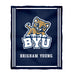 BYU Cougars Vive La Fete Kids Game Day Blue Plush Soft Minky Blanket 36 x 48 Mascot