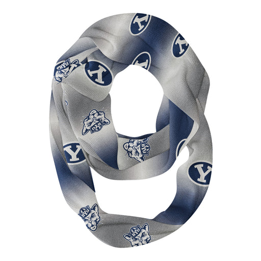 Brigham Young Cougars BYU Vive La Fete All Over Logo Game Day Collegiate Women Ultra Soft Knit Infinity Scarf
