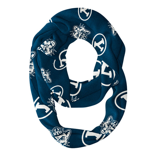 Brigham Young Cougars BYU Vive La Fete Repeat Logo Game Day Collegiate Women Light Weight Ultra Soft Infinity Scarf