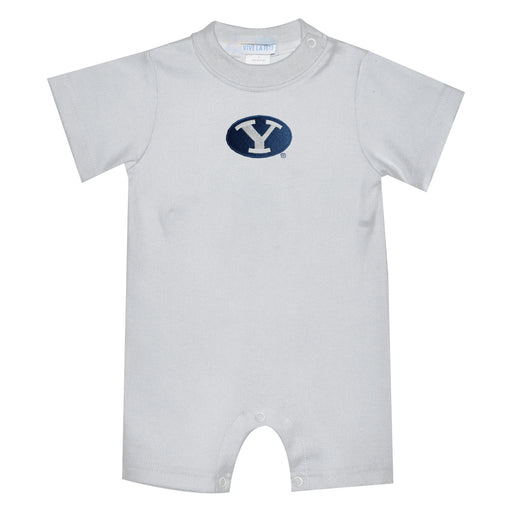 BYU Cougars Embroidered White Knit Short Sleeve Boys Romper