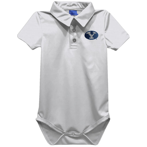 BYU Cougars Embroidered White Solid Knit Polo Onesie